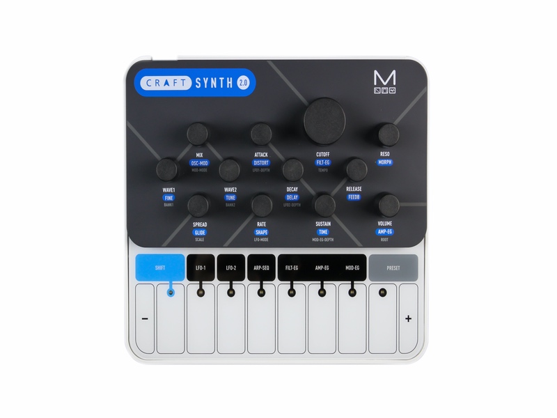Powered by USB or batteries Modal CRAFTsynth 2.0 comes in a portable, desktop-style enclosure full size MIDI connections analogue Sync I/Os.