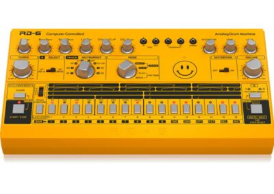 Behringer RD-6-AM Analog Drum Machine Acid Smiley Edition, 8 sounds: bass & snare drum, low & high tom, cymbal, clap, open & closed hi-hat