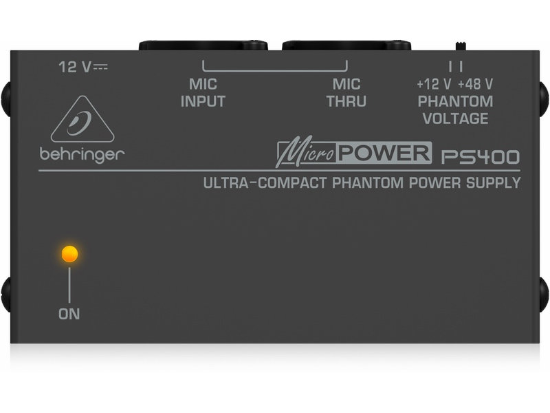 Behringer PS400 features XLR Thru jacks and provides superb noise-free operation. Just connect your condenser mic to the Mic Input