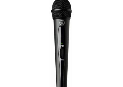 AKG WMS40 Mini Dual Vocal Set plug'n'play wireless solution. Each of the 2 included HT40 Mini handheld transmitter features a dynamic cardioid