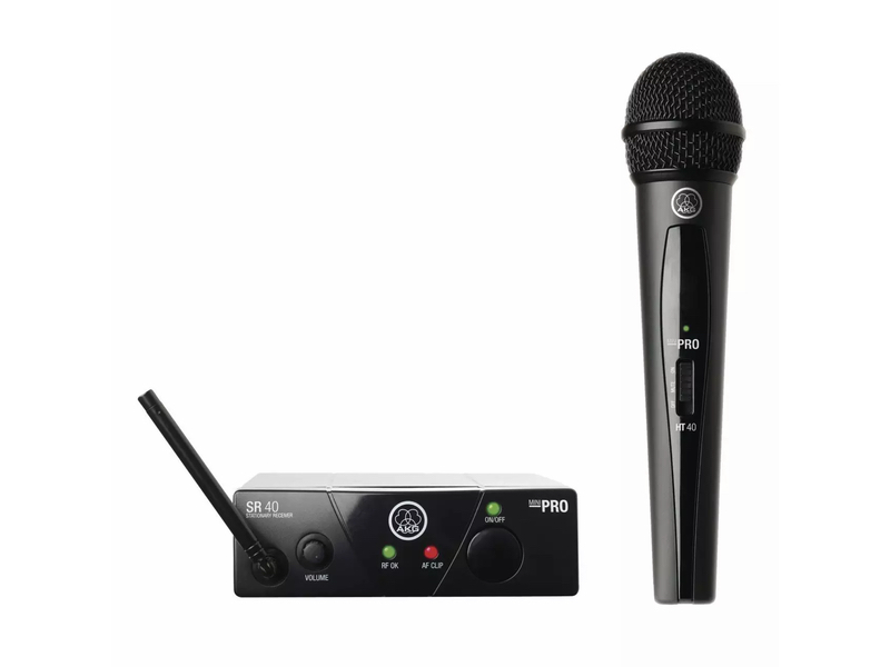 AKG WMS40 Mini Single Vocal wireless microphone system provides crystal clear sound and is plug'n'play solution. “Up and running” in a second
