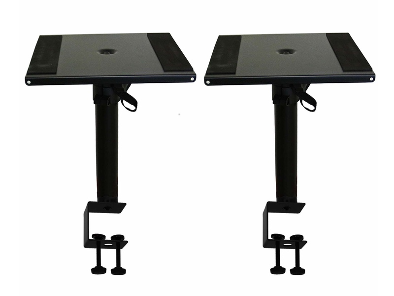 Power Studio PSS 120DESK BL (PAR) Suporte de mesa para colunas/monitores de estúdio: Bandeja: 230x230mm; altura 25 a 40 cm; Suporta 10 kg max