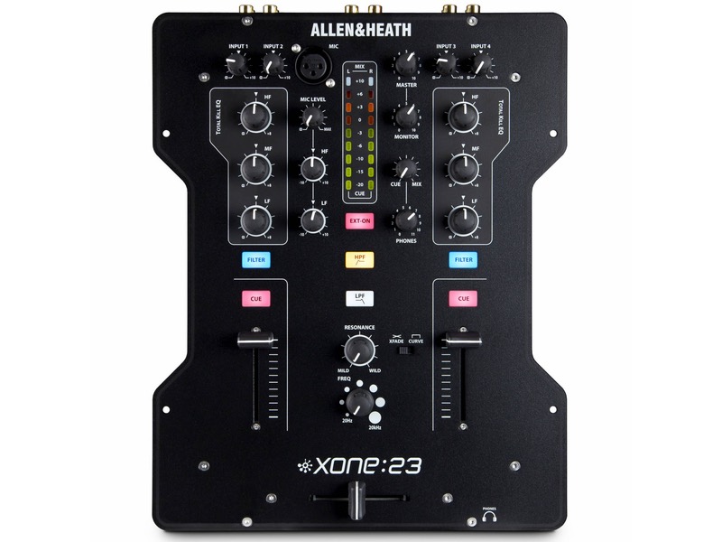 Styled on Xone DB4, Allen & Heath Xone 23 includes soft touch, backlit controls, light-piped meters distinctive new shaped steel faceplate.
