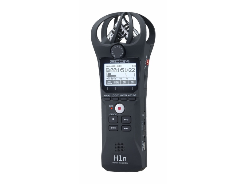 Zoom H1n handy recorder features an onboard stereo microphone that lets you easily record two tracks of high-resolution audio.