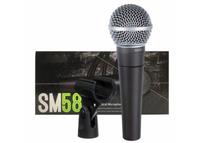 Shure SM58 LC Rugged condenser mic features tailored frequency response for clear reproduction of vocals. Designed to capture brighter vocals with sparkling