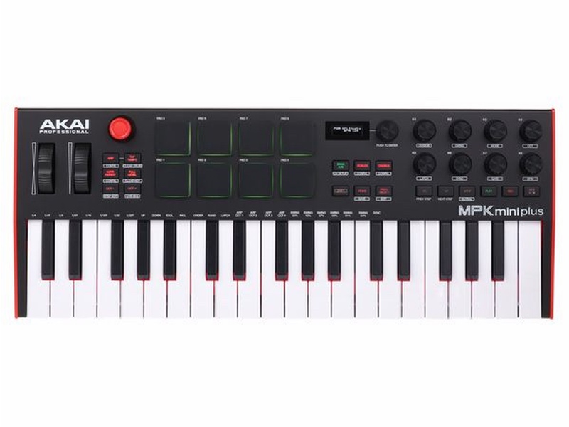 Akai MPK Mini Plus feat 37 keys with the Gen 2 Dynamic Keybed for expanded melodic and harmonic creation. 3 full octaves for two-handed chords, arpeggiator