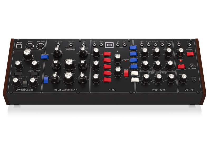 Behringer Model D Authentic Analog Synthesizer with 3 VCOs with 5 waveforms, Ladder Filter, Analogue LFO w/ rectangle/triangle waveformsand Eurorack Format